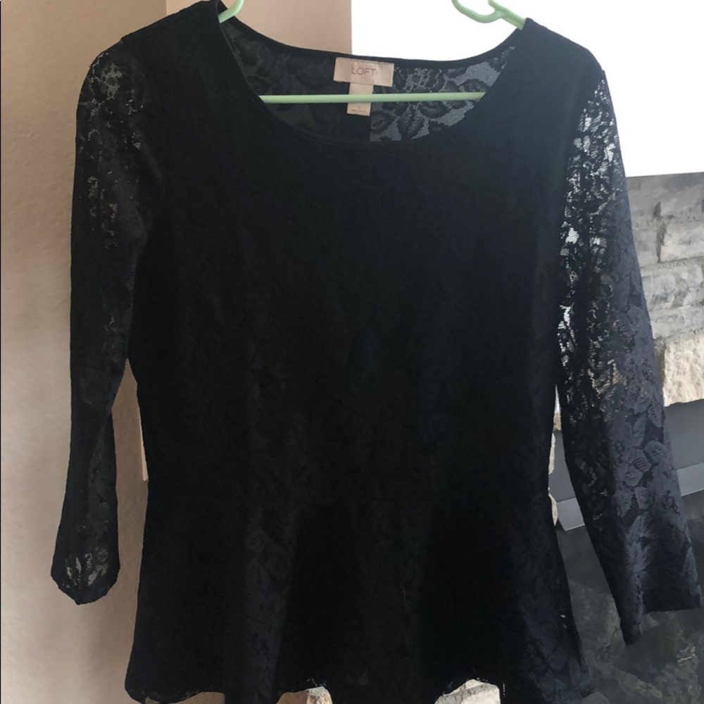Ann Taylor lace peplum blouse size S